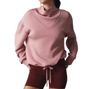 Varley Anthrropologie Betsy Sweatshirt Small Pink DoubleSoft Funnel Cowl Neck
